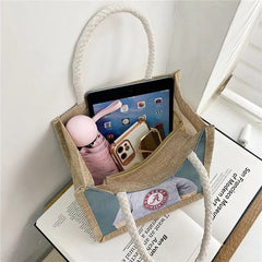 Bear Linen Tote Bag Female Outing Hand Bag