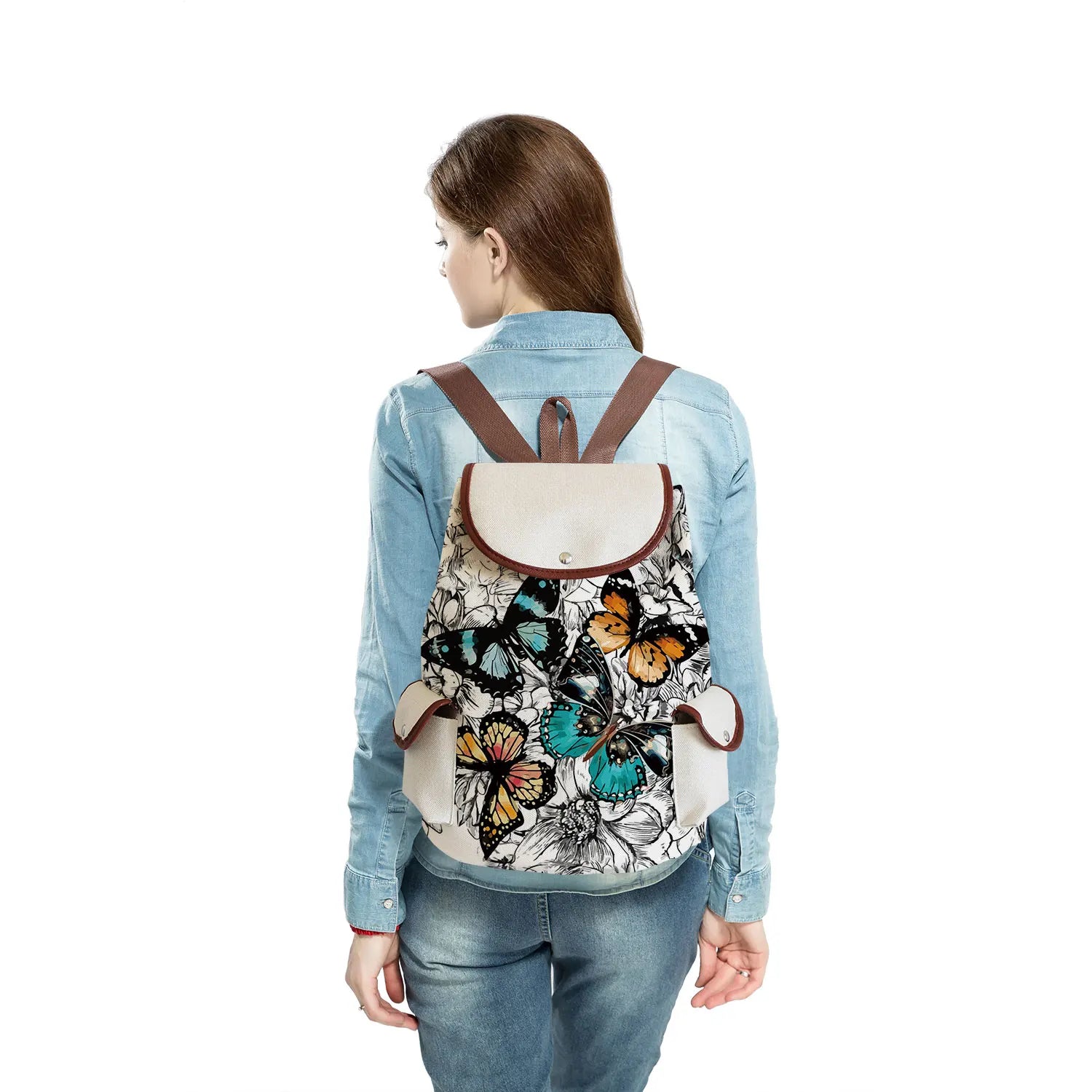 Butterfly Floral Women Backpack Large Capacity Storage Bags Gift