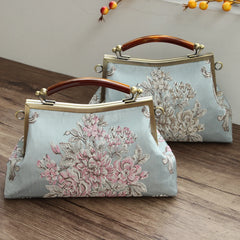 Vintage Floral Embroidery Shoulder Bag with Chain Fringe