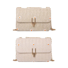 Summer Straw Shoulder Chain Bag Women Crossbody Messenger Bag