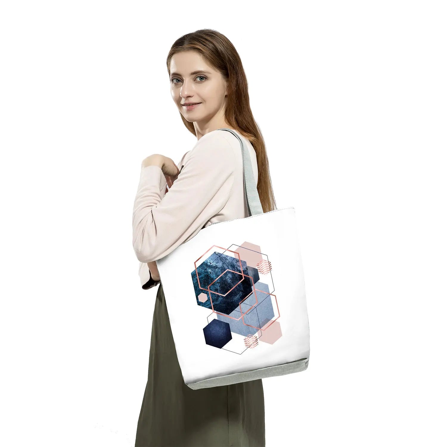 Geometry Printed High Capacity Shoulder Bag