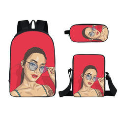Girl Cartoon Student Schoolbag Double Pencil Bag Messenger Bag