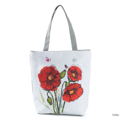 Red Flower Printed Handbags Portable All-match Shoulder Bag Large Women's Bag