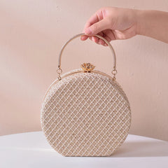 Beige Crossbody Lace Pattern Purse Small Shoulder Bag