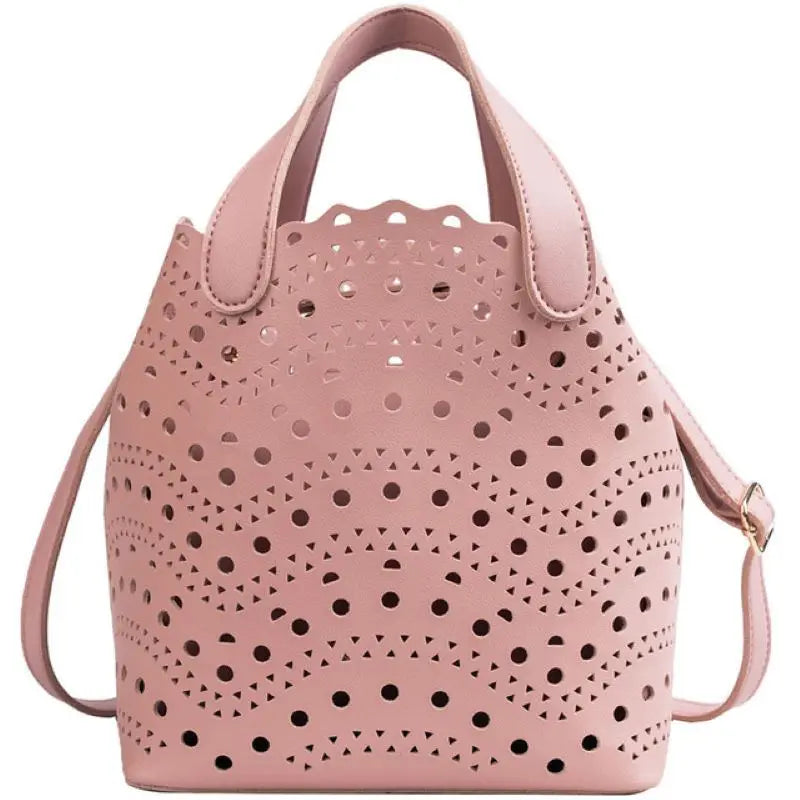 Beige Leather Handbags Tote Large Capacity Bucket Bag