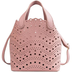 Beige Leather Handbags Tote Large Capacity Bucket Bag