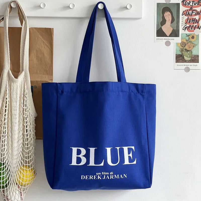 Bentoy Canvas Tote Bag Letter Printing Schoolbag Zipper Shoulder Shopping Bag