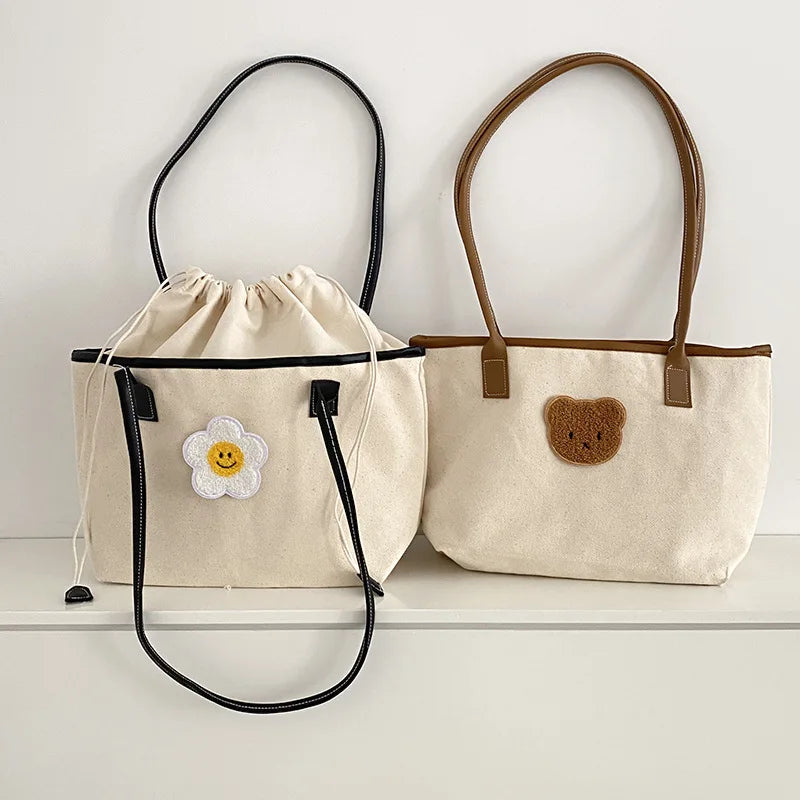 Bentoy Milkjoy Floret Shopping Bags Drawstring Casual Canvas Bag