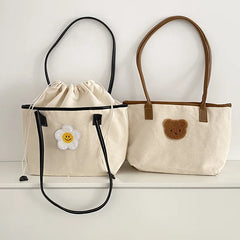 Bentoy Milkjoy Floret Shopping Bags Drawstring Casual Canvas Bag