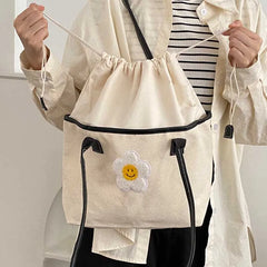 Bentoy Milkjoy Floret Shopping Bags Drawstring Casual Canvas Bag