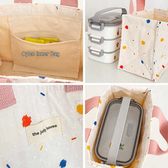 Bentoy Milkjoy Picnic Broken Flower Lunch Box Bag Canvas Bento Bags