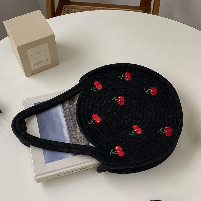 Bentoy Portable Cherry Embroidery Handbag