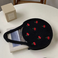 Bentoy Portable Cherry Embroidery Handbag