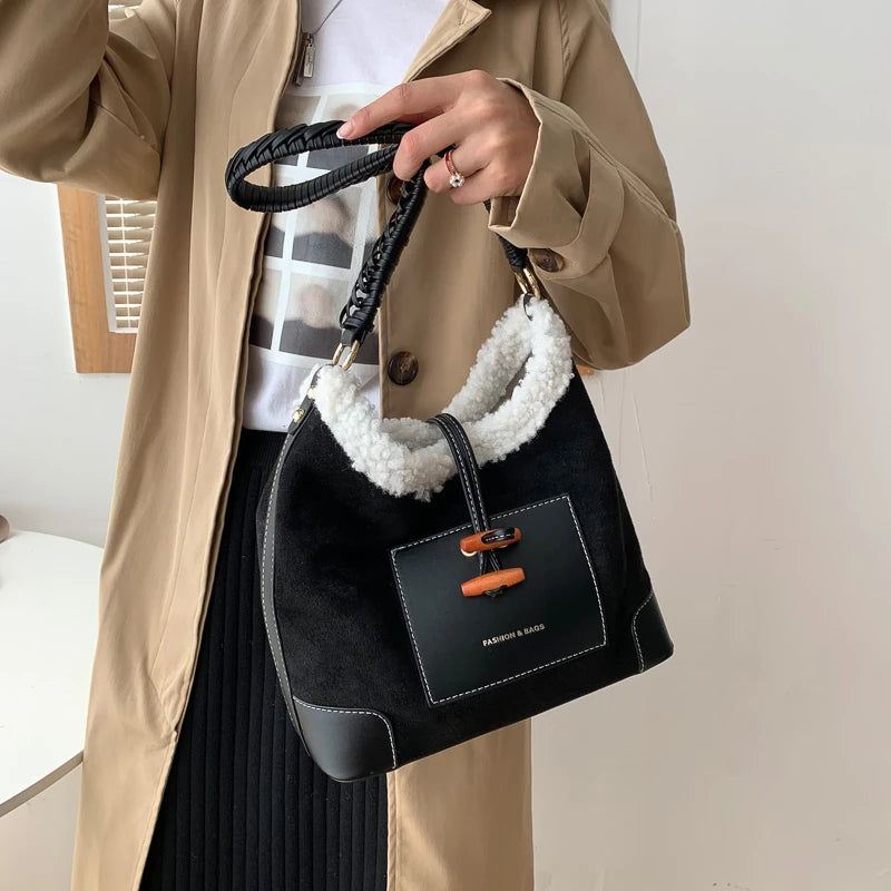 Berber Fleece Women Shoulder Bags Winter Handbag