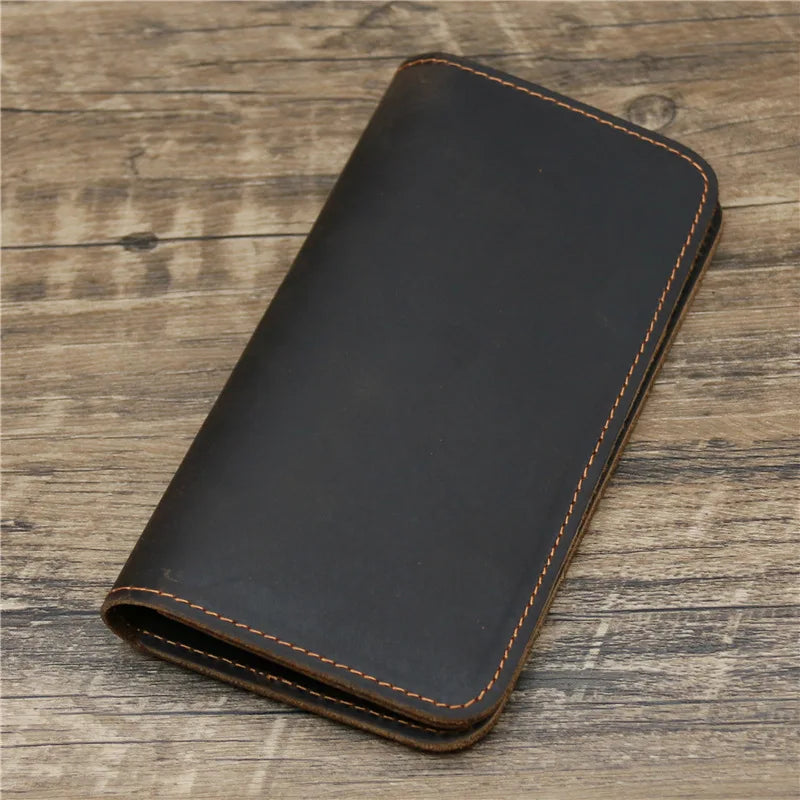 Personalised Men's Leather Wallet with Checkbook Holder - Engraved