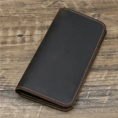 Personalised Men's Leather Wallet with Checkbook Holder - Engraved