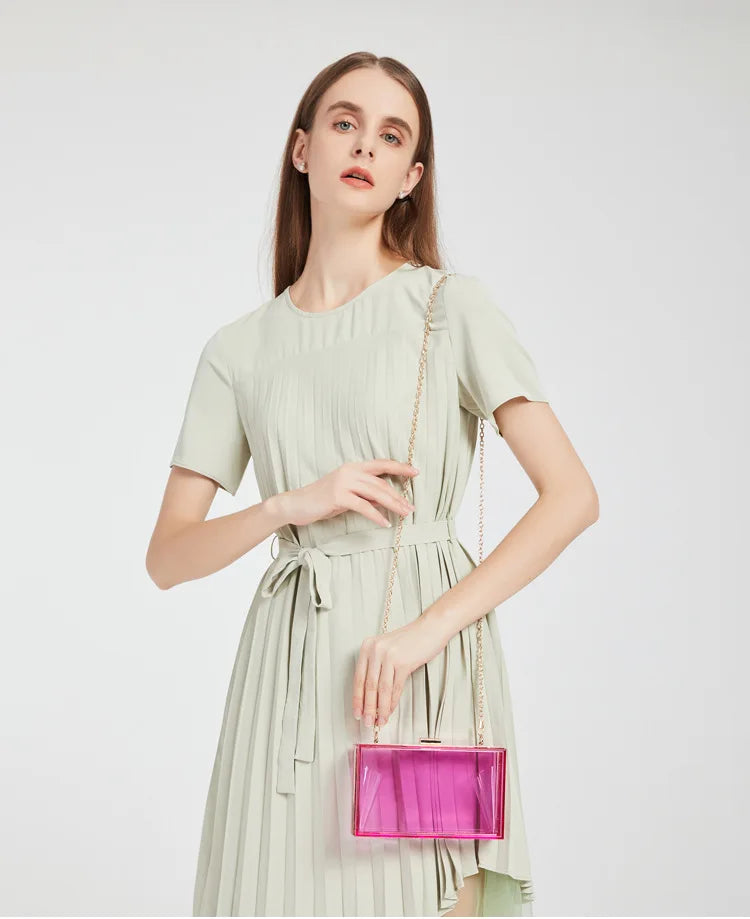 Transparent Chain Box Shoulder Bag Women Clutch Crossbody Bag