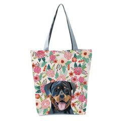 Dog Print Lady Shoulder Pouch Handheld Zipper Tote