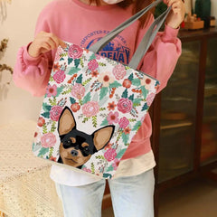 Dog Print Lady Shoulder Pouch Handheld Zipper Tote