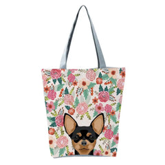 Dog Print Lady Shoulder Pouch Handheld Zipper Tote