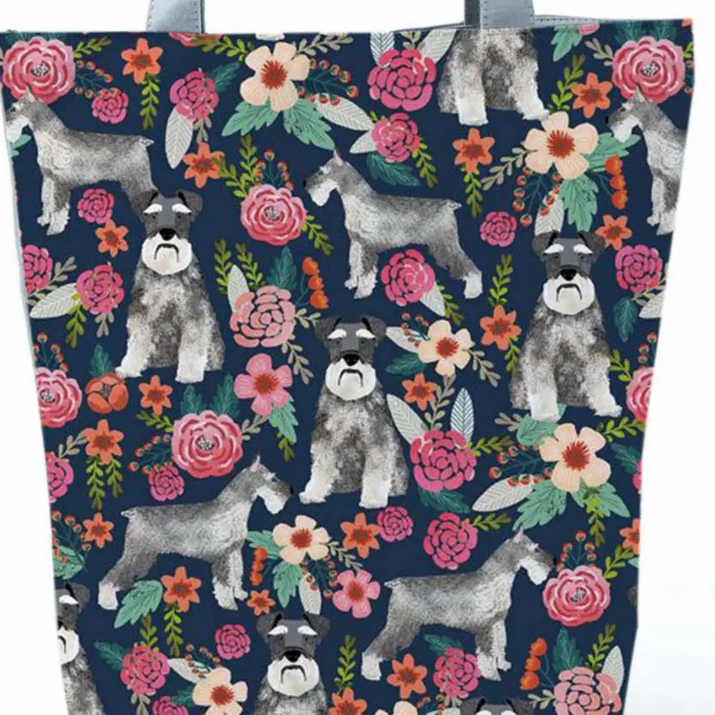Dog Print Lady Shoulder Pouch Handheld Zipper Tote