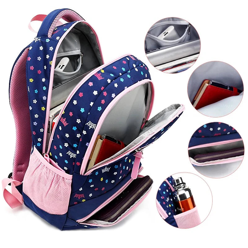 Daisy Print Girl School Bag Big Capacity Backpack