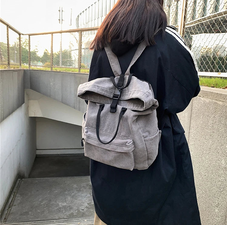 Teenager School Book Knapsack Bag Student Casual Minimalist Backpack