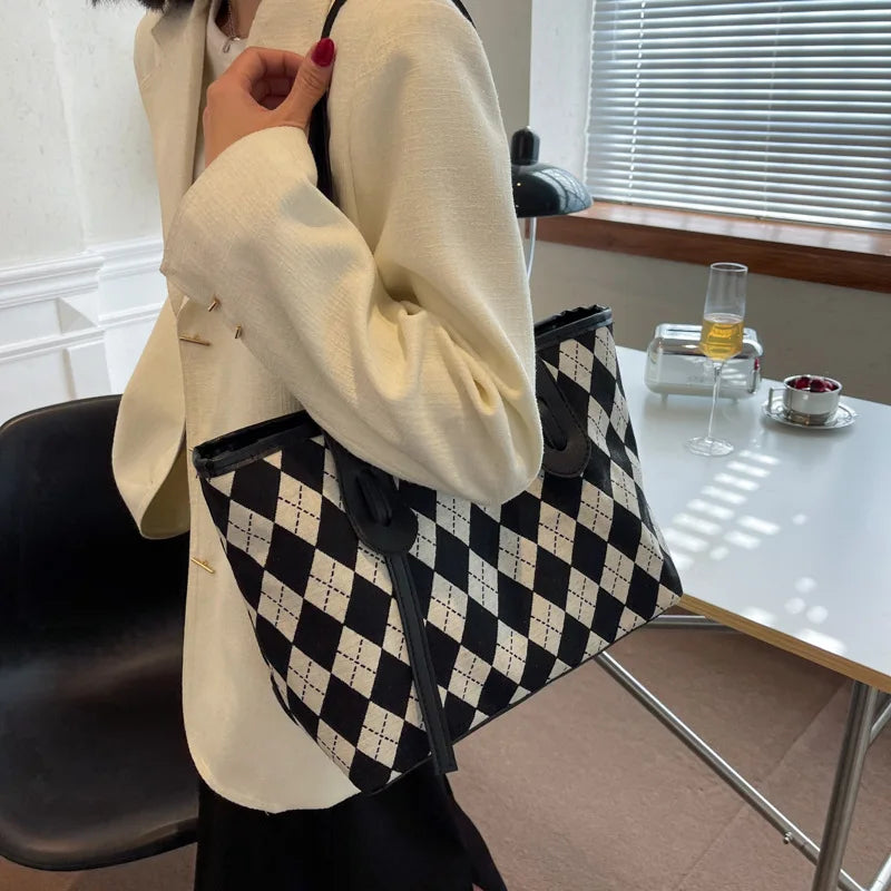 Big Capacity Tote Women Handbags Brown/Black PU Leather Shoulder Bags INS Bag