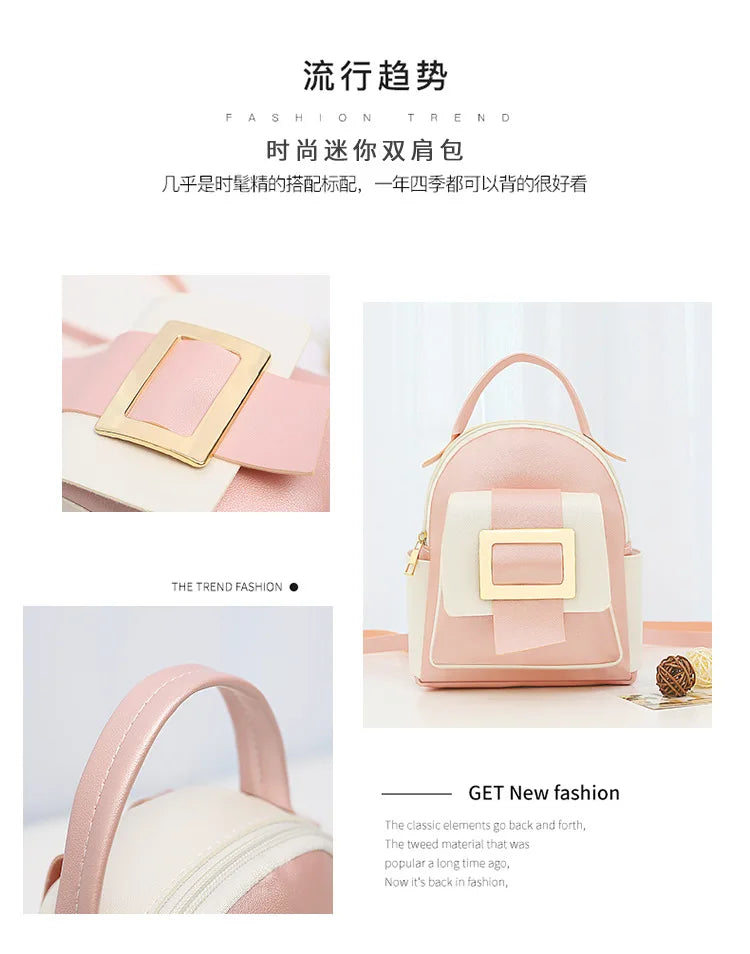 Large Women Backpack Matching Small Shoulder Bag Soft Leather Female