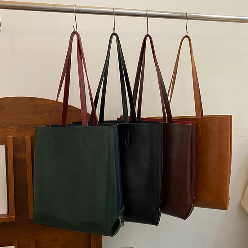 Big Capacity Women's Shoulder Bag PU Leather Casual Tote Female