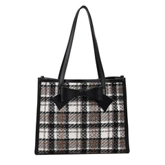 Classical Woolen Cloth Totes Bags Women Shoulder Handbags Bow Handbag