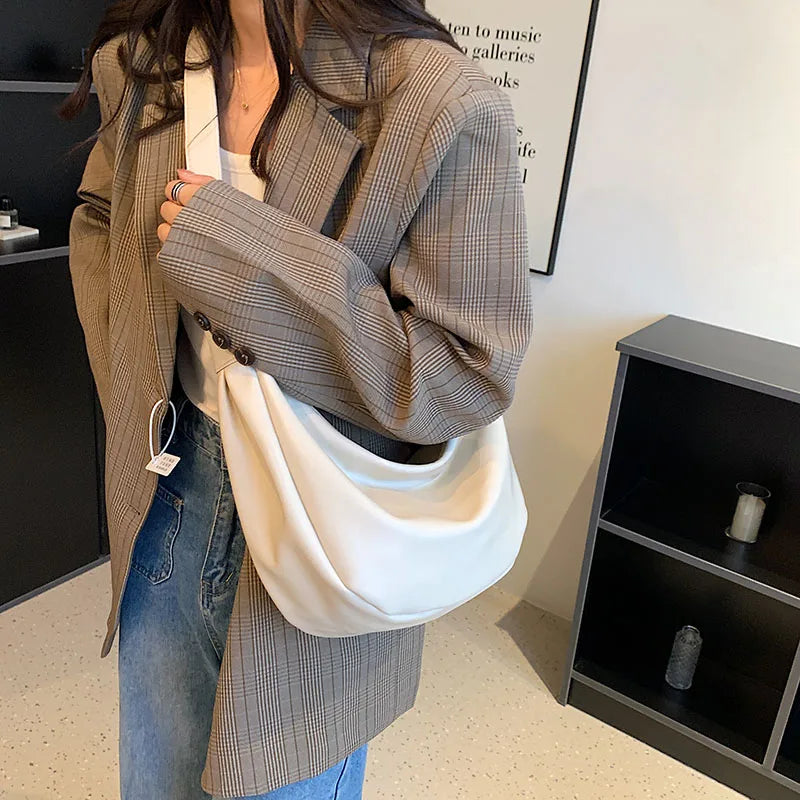 Half Moon Zip Shoulder Bag for Women Crossbody Handbags