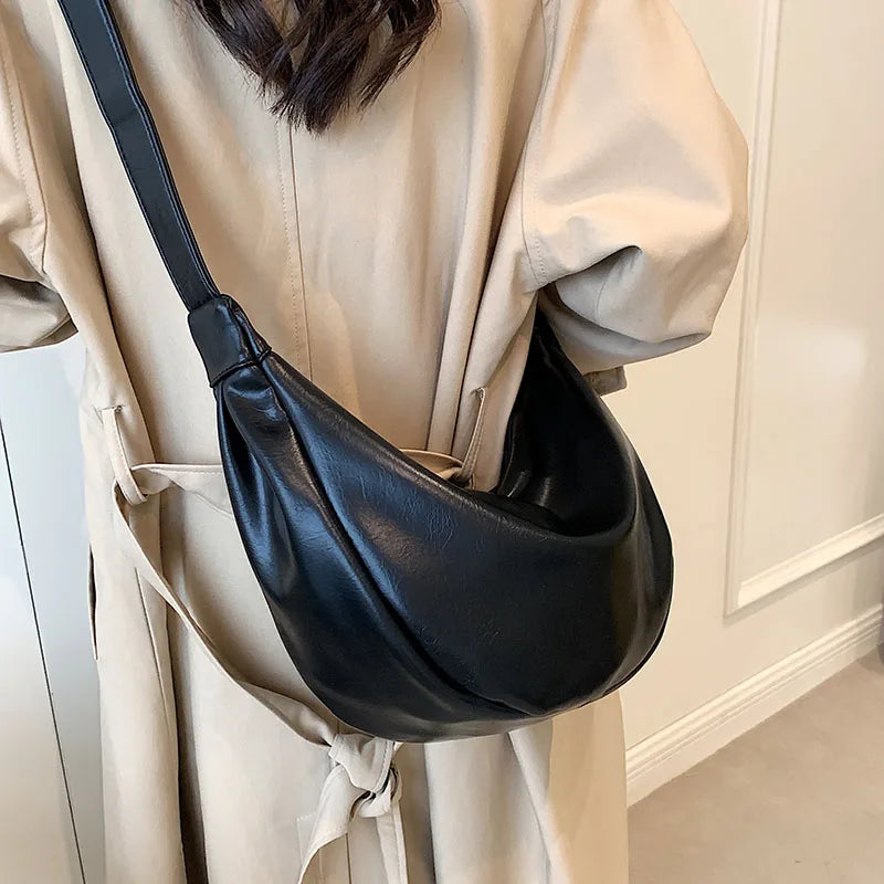 Half Moon Zip Shoulder Bag for Women Crossbody Handbags