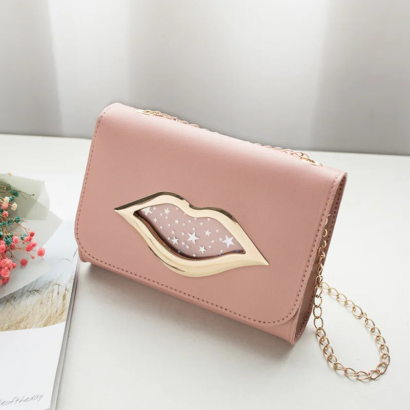 Big Lips Shoulder Bag for Women Stars Leather Change Purse