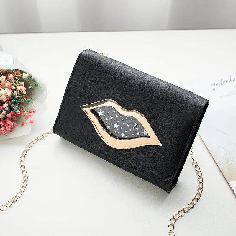 Big Lips Shoulder Bag for Women Stars Leather Change Purse
