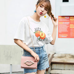 Big Lips Shoulder Bag for Women Stars Leather Change Purse