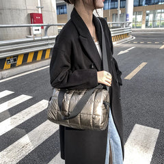 Quilted Crossbody Bag Women Down Feather Shoulder Bag Ladies Messenger Bag