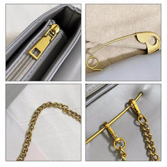 Big Pin Top Handle Handbags For Women Pu Leather Crossbody Bags