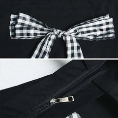 Plaid Bow Canvas Shoulder Bag Zipper Large Capacity Totes Bag Harajuku Style