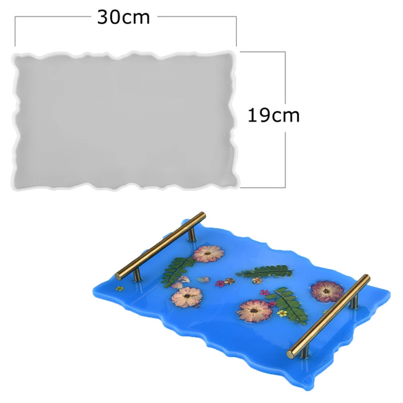 Rectangle Plate Resin Mold Fruit Tea Tray UV Resin Mould Coaster Silicone Molds