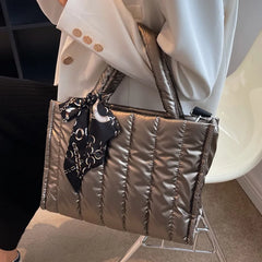 Women's Large Capacity Shopper Bag Solid Zipper Travel Tote Handbag