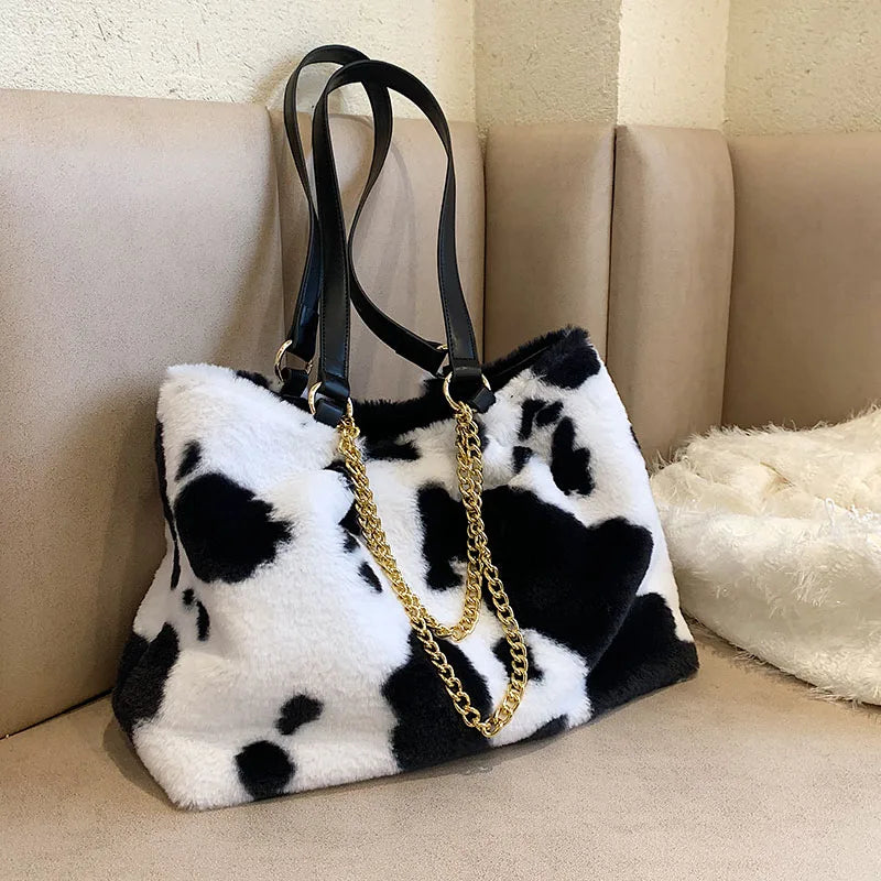 Large Chain Shoulder Bag Soft Tote Handbag Lady Shopper Bag