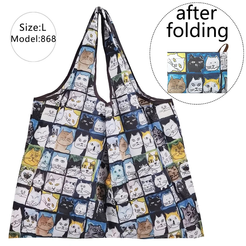 Large Nylon Shopping Bag Supermarket Tote Eco Reusable Portable Shoulder