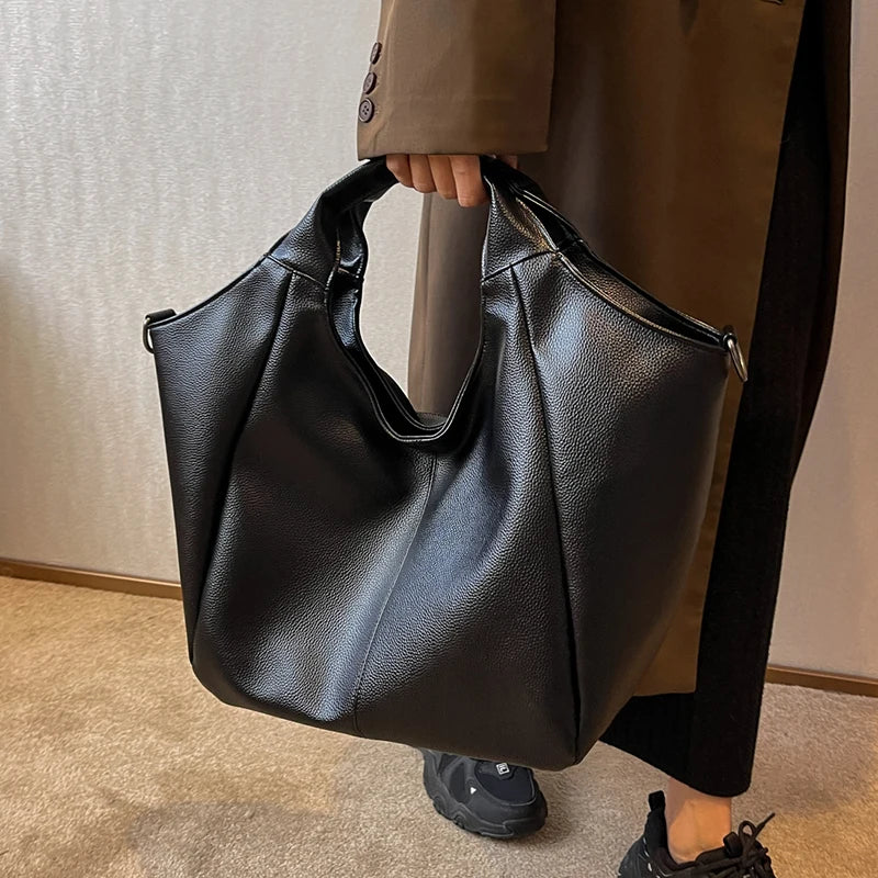 Winter Leather Tote Bag for Women - High Capacity Handbag