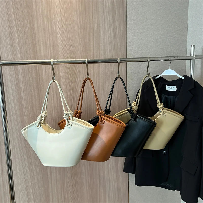 Vintage Tote Bag Women Spring Shoulder Handbag Side Bag with Short Handle