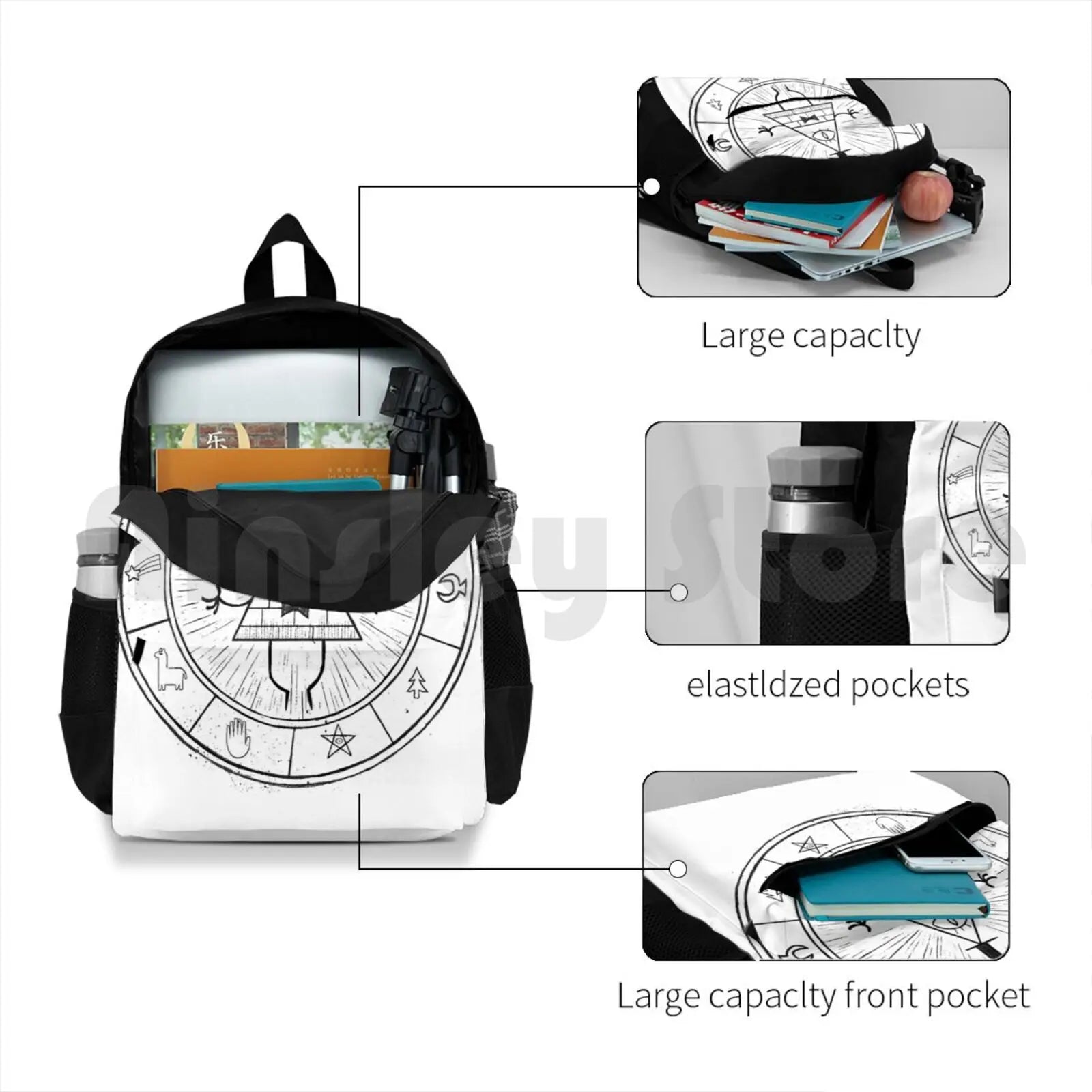 Bill Cipher-Black Outdoor Hiking Backpack Waterproof Camping Travel