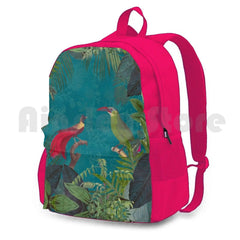 Vintage Botanical Illustration Jungle Birds Outdoor Hiking Backpack