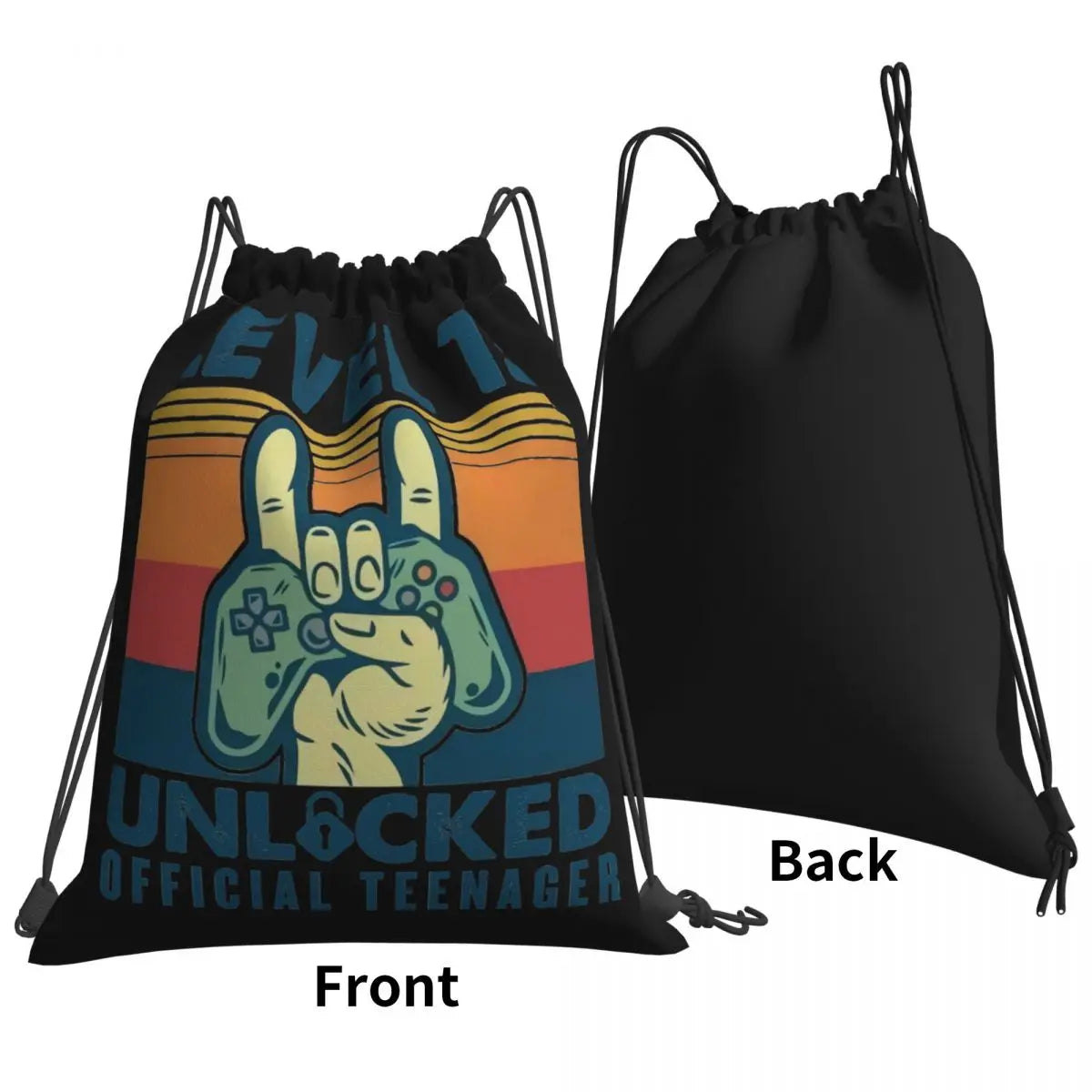 Level 15 Unlocked Teenager Gaming Drawstring Bag