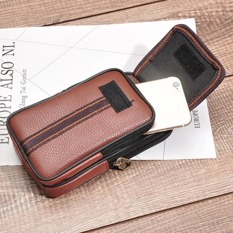 Bisi Goro PU Leather Waist Bag Multi-function Pocket