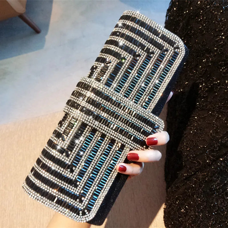 Rhinestone Clutch Purse Party Handbag Envelope Bag Chain Shoulder Bag